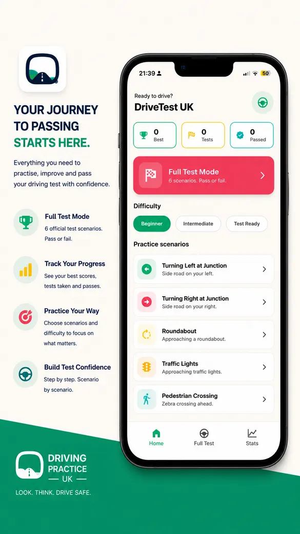 Home screen of the Driving Practice UK app
